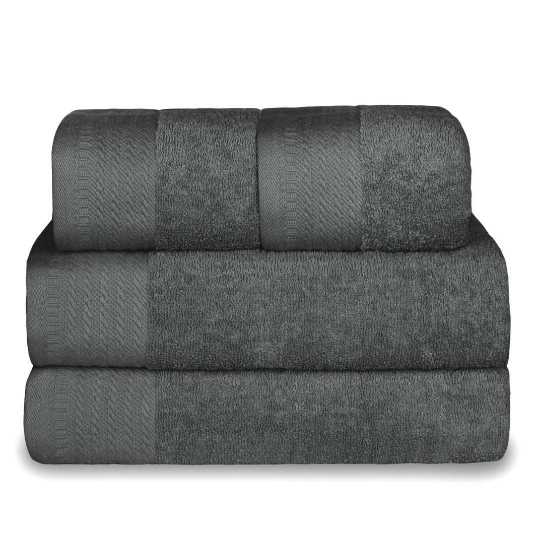 Juego de Toallas 100% Algodón de 500gsm. 2Baño+2Manos, Gris Oscuro