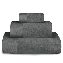 Cargar imagen en el visor de la galería, Juego de Toallas 100% Algodón de 500gsm. 1Baño+1Mano+1Bide, Gris Oscuro
