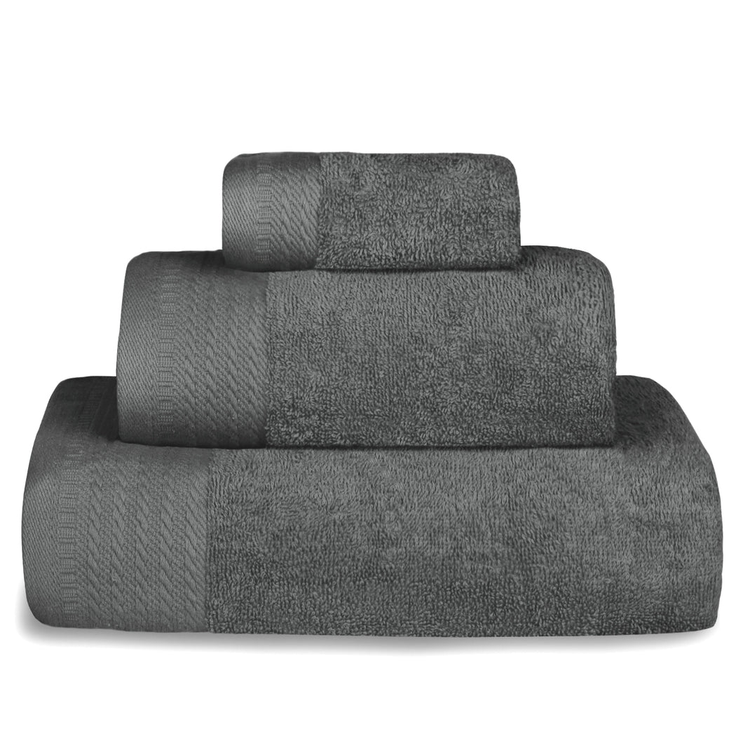 Juego de Toallas 100% Algodón de 500gsm. 1Baño+1Mano+1Bide, Gris Oscuro
