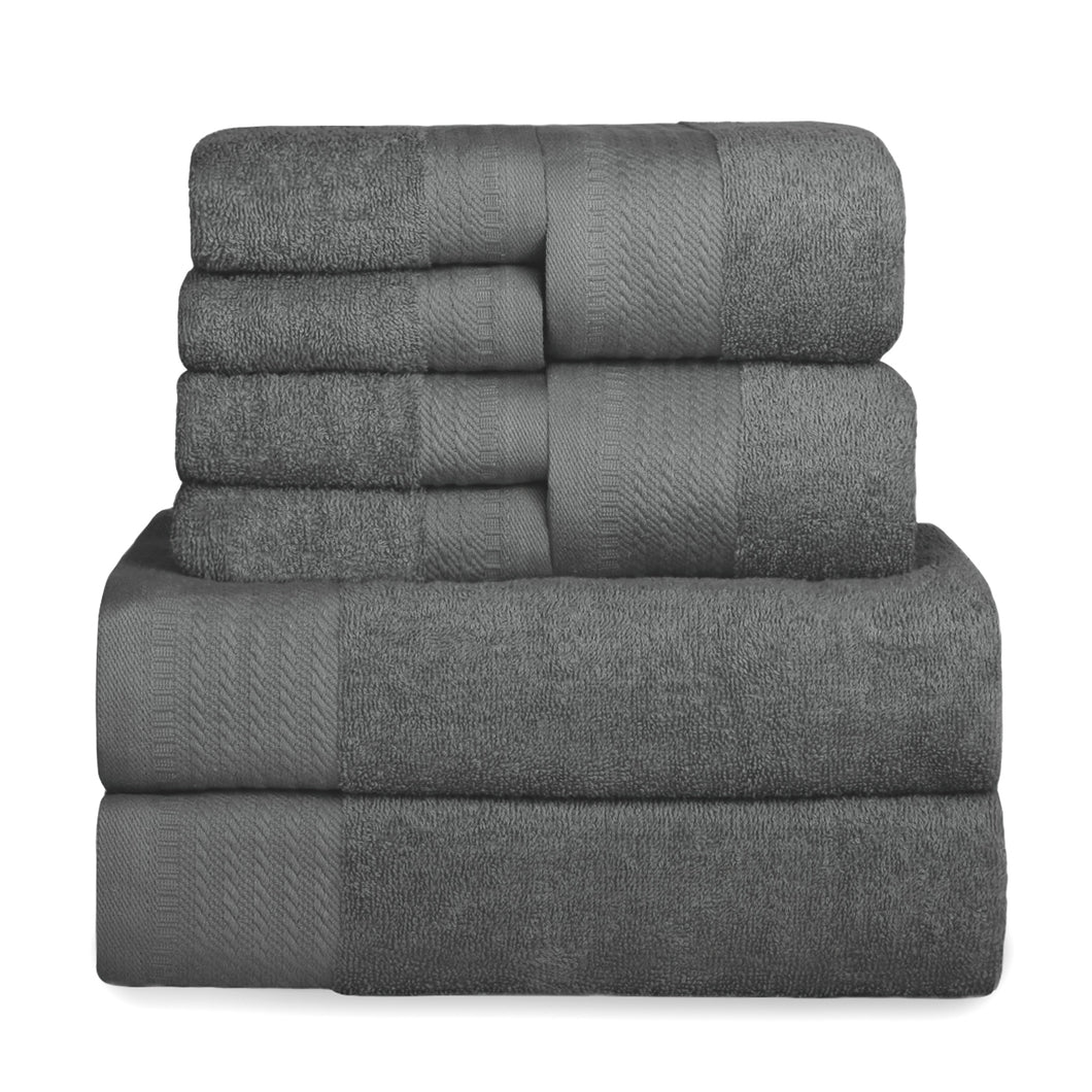 Juego de Toallas 100% Algodón de 500gsm.2Baño+2Mano+4Bide, Gris Oscuro
