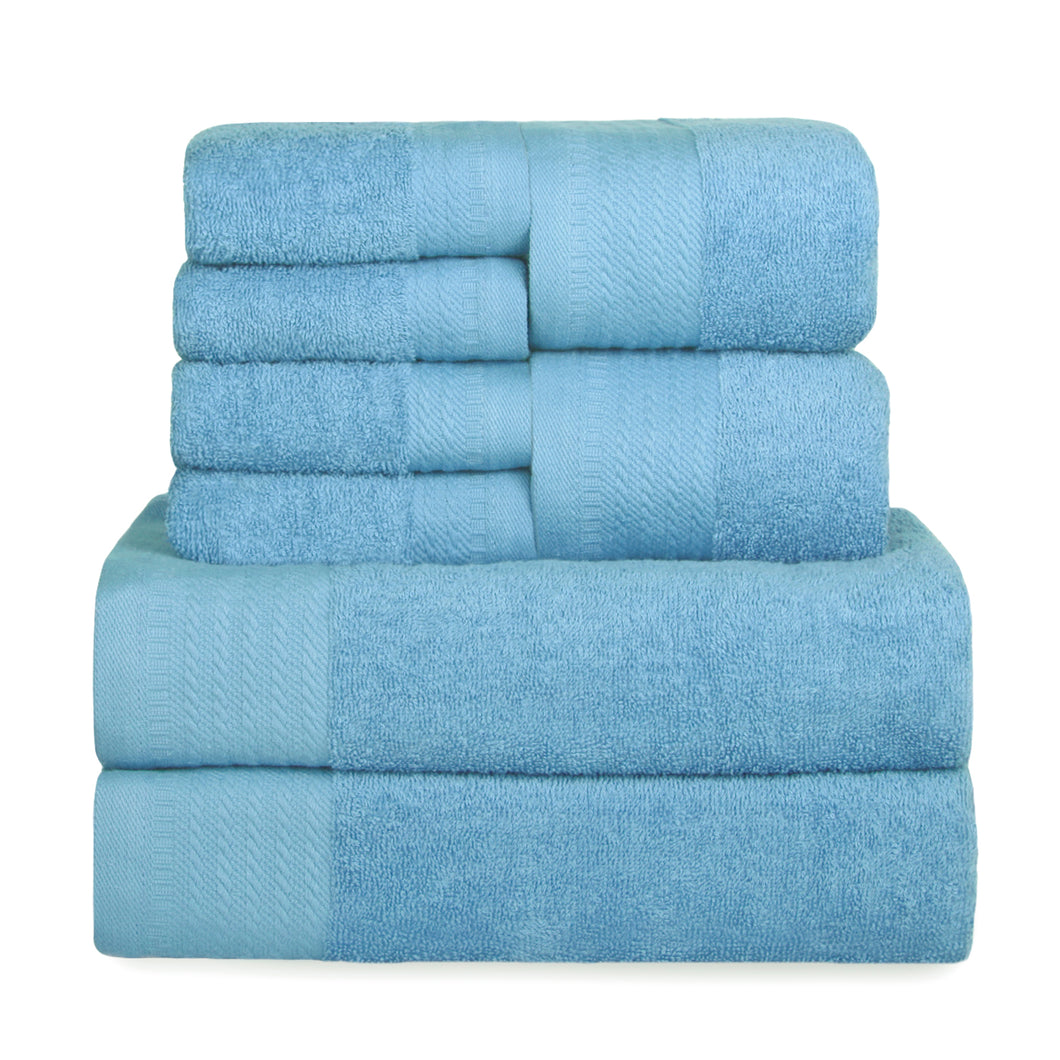 Juego de Toallas 100% Algodón de 500gsm.2Baño+2Mano+4Bide, Celeste