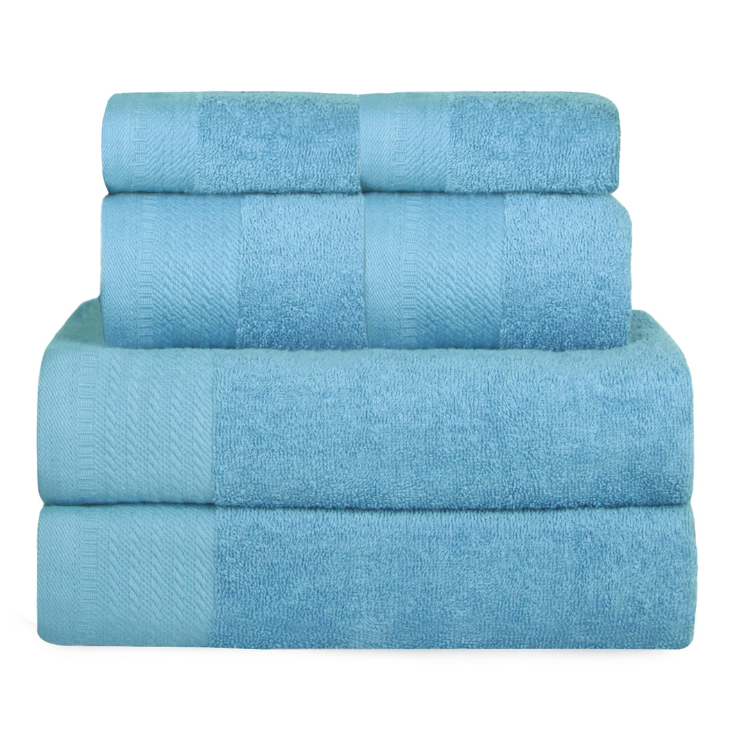 Juego de Toallas 100% Algodón de 500gsm.2Baño+2Mano+2Bide, Celeste